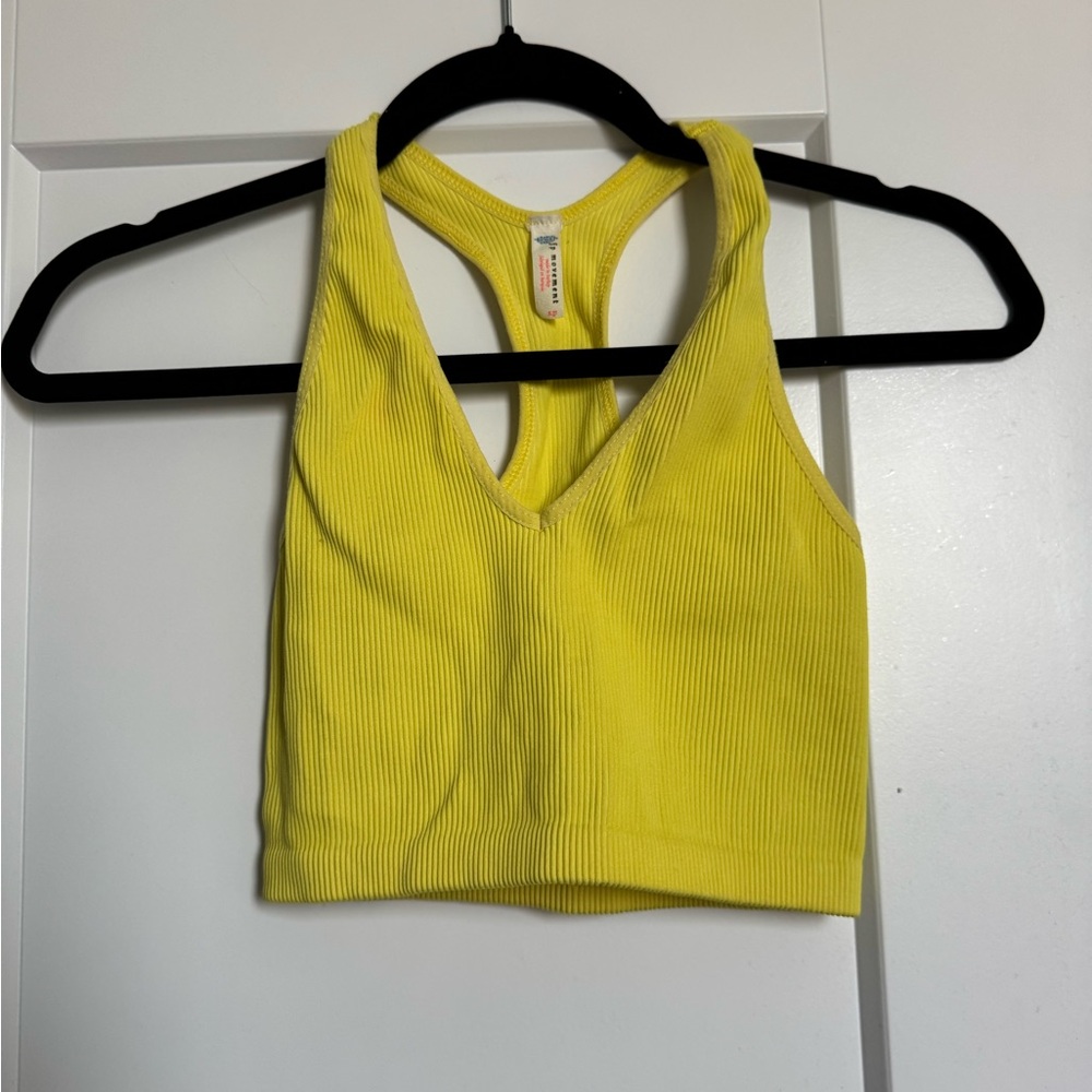 Free People Yellow Ribbed Crop Top